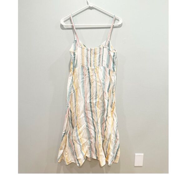 Madewell fitted bodice linen striped midi dress - Picture 3 of 6